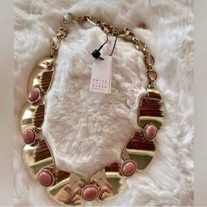 White House Black Market Gold Necklace with Pink Accents